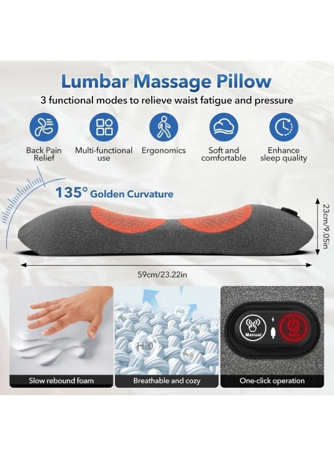 Arabest 3 in 1 Rechargeable Back Massager with Heat, Height Adjustable for Bed and Chair, Electric Lumbar Support Pillow Back Massager, Relieves Deep Tissue Pain, Lumbar Wedge Cushion - Image 4